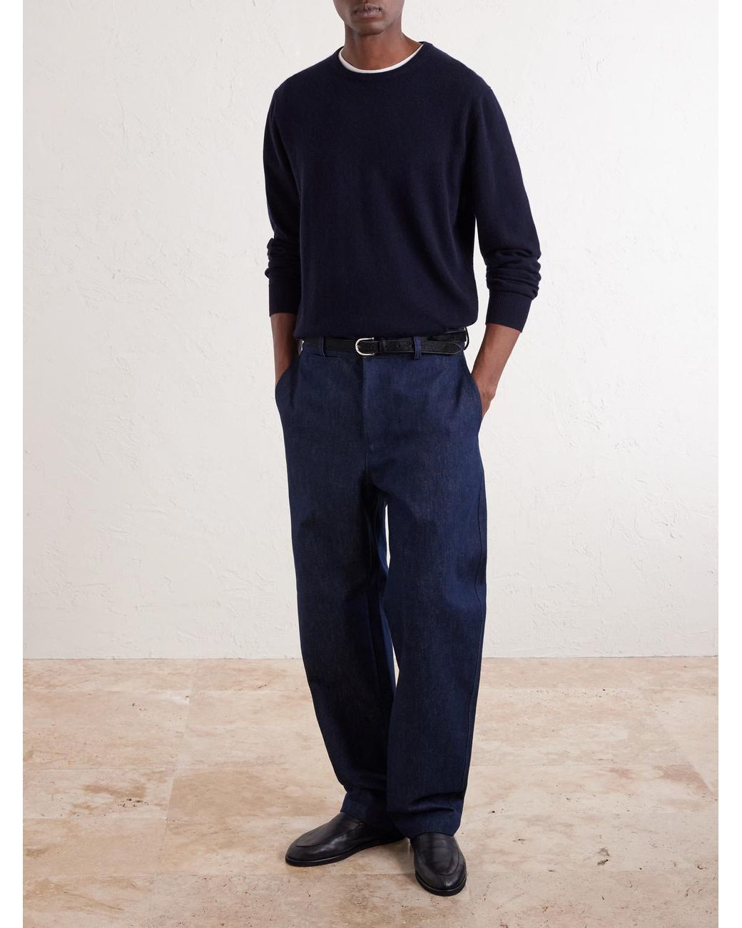 De Bonne Facture Blue Balloon Tapered Denim Trousers for men