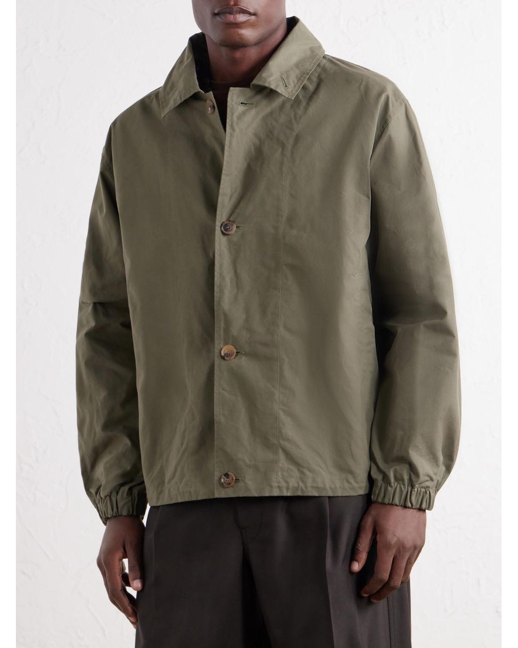 Ghiaia Green Waxed Cotton-Canvas Jacket for men