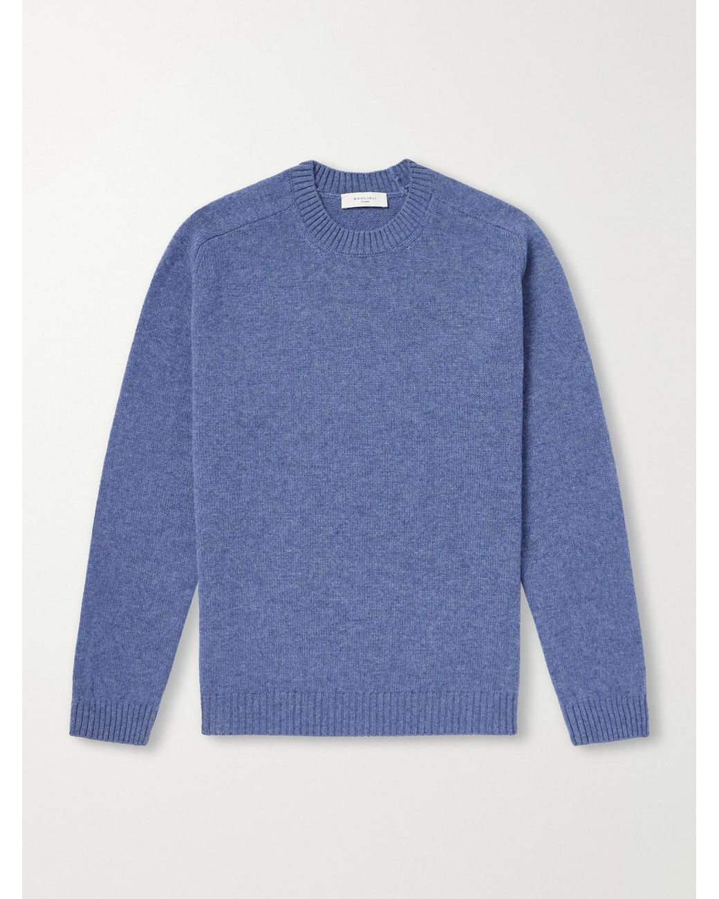 Boglioli Blue Virgin Wool And Cashmere-Blend Sweater for men