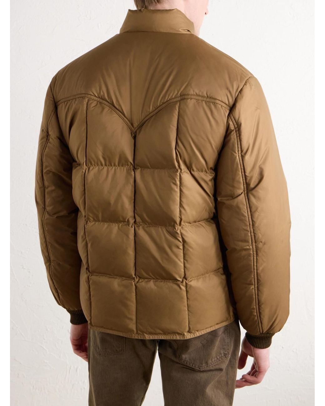 RRL Natural Leather-Trimmed Quilted Shell Padded Bomber Jacket for men