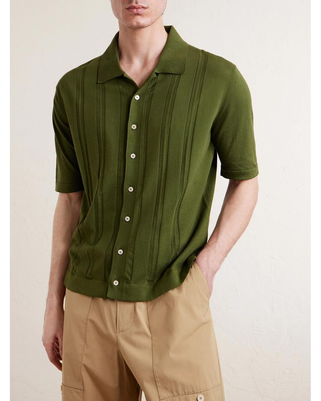 Piacenza 1733 Green Knitted Cotton Shirt for men