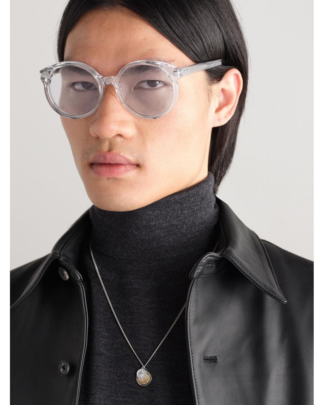 Jacques Marie Mage Gray Round-Frame Acetate Sunglasses for men