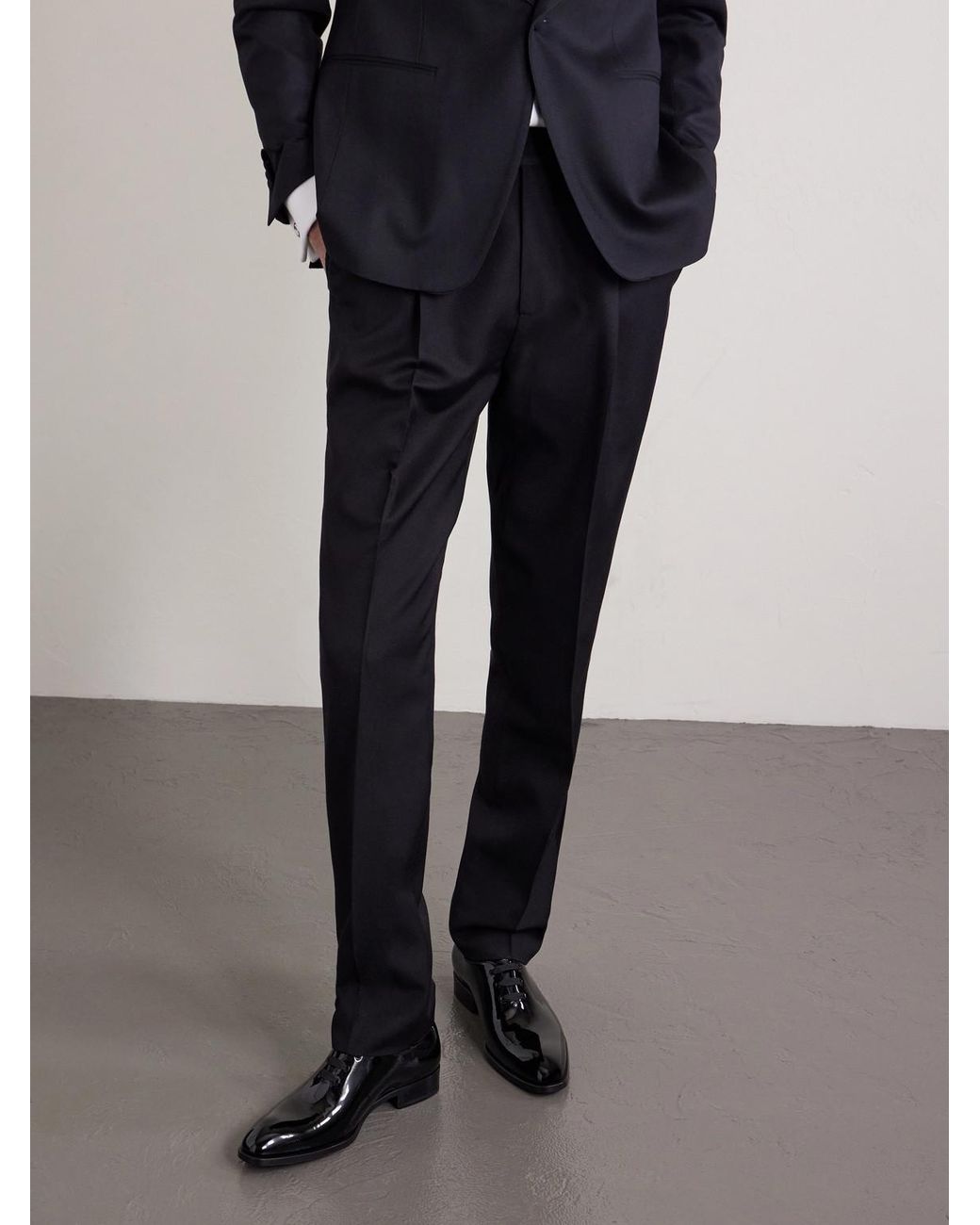 Tom Ford Black Elkan Patent-Leather Oxford Shoes for men