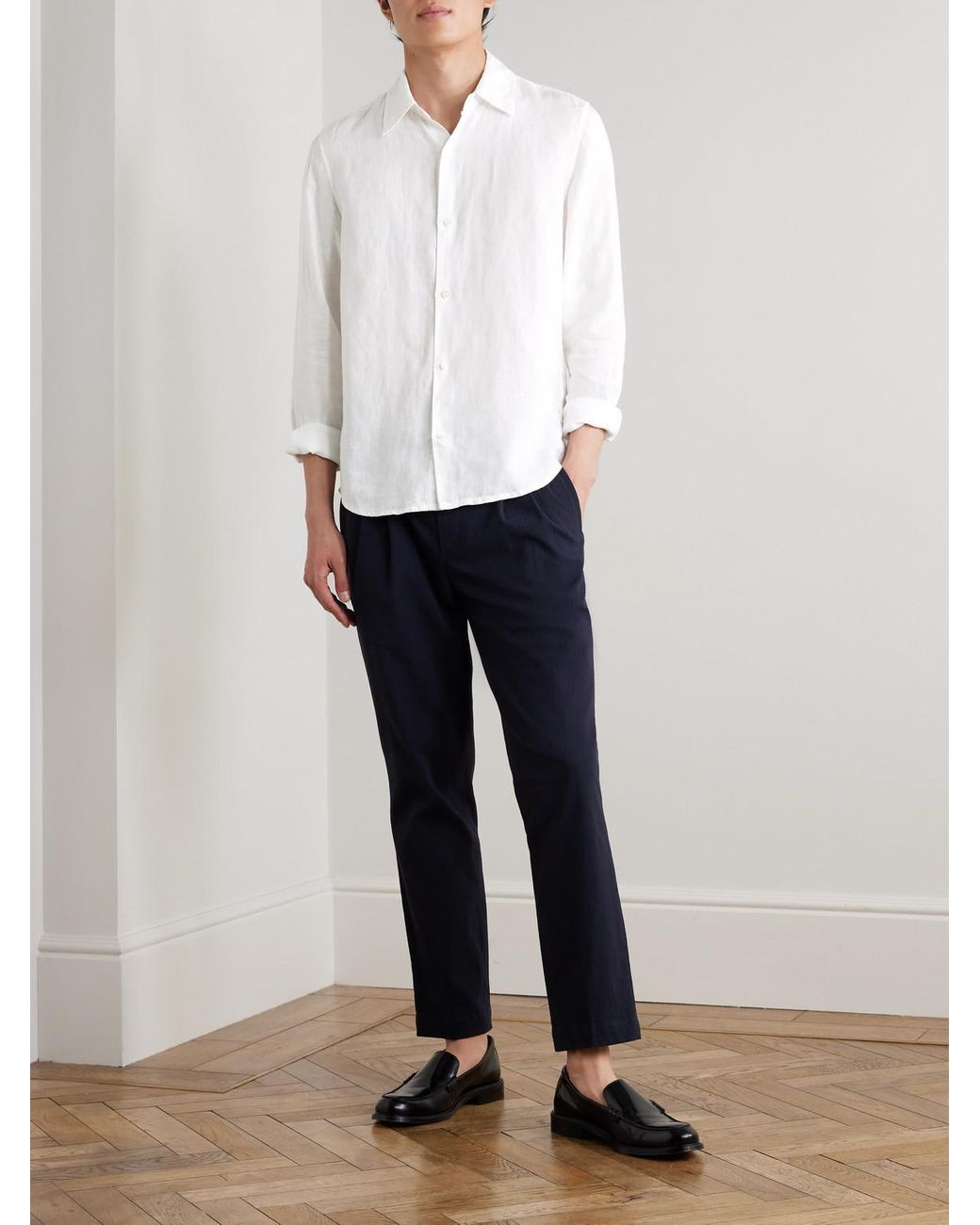 Mr P. White Garment-Dyed Linen Shirt for men