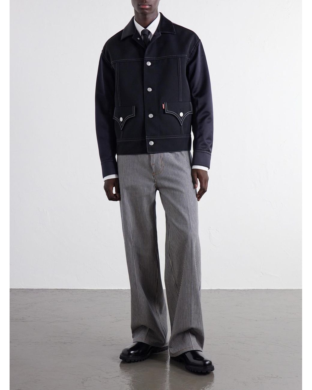 Junya Watanabe Blue Levi's Satin-Trimmed Wool-Twill Jacket for men