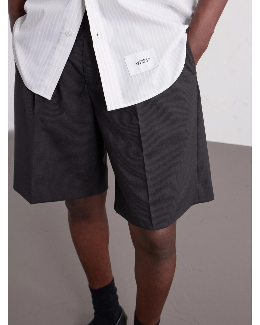 (w)taps White Logo-Appliquéd Striped Poplin Shirt for men