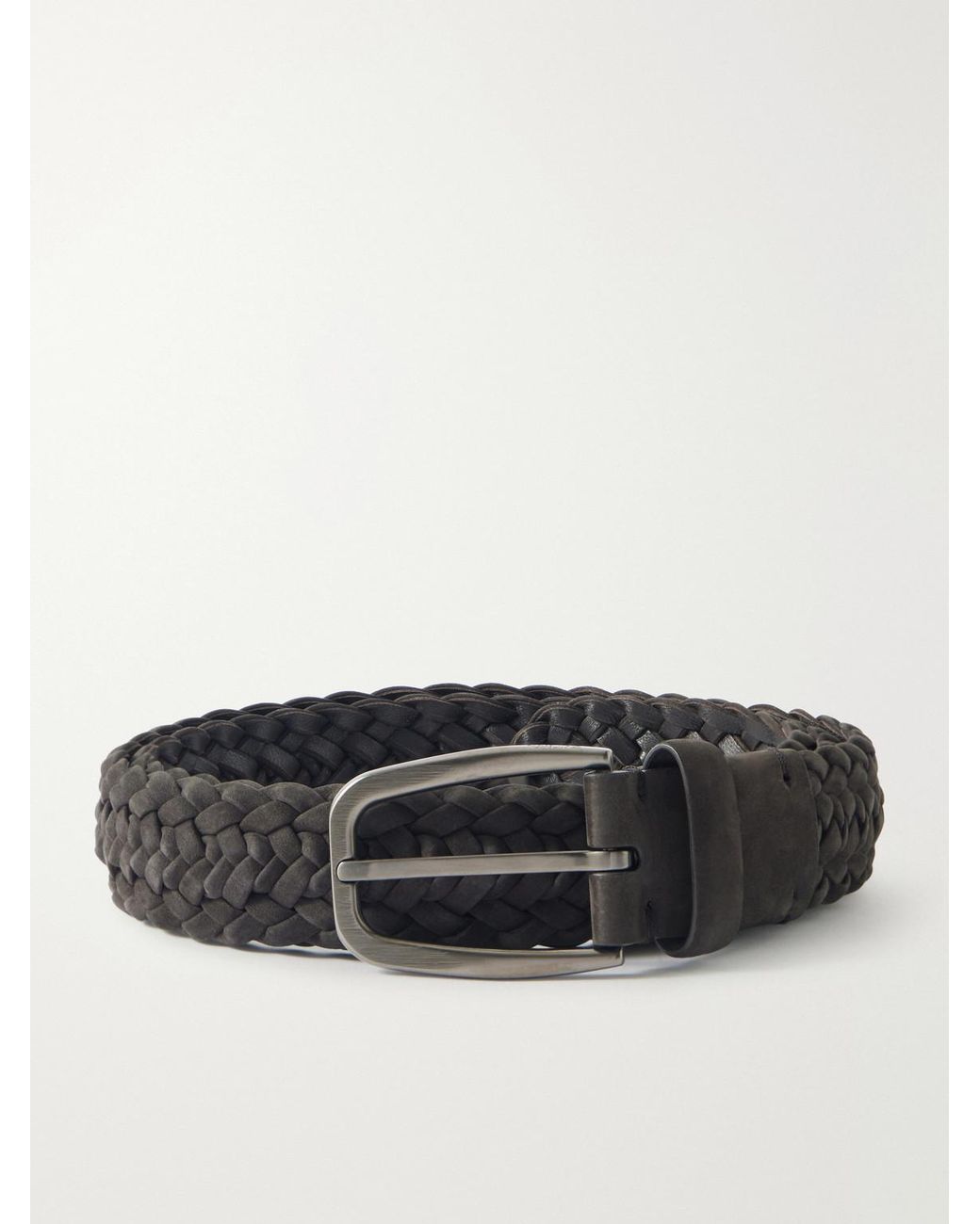 Zegna Black 3.2Cm Woven Nubuck Belt for men