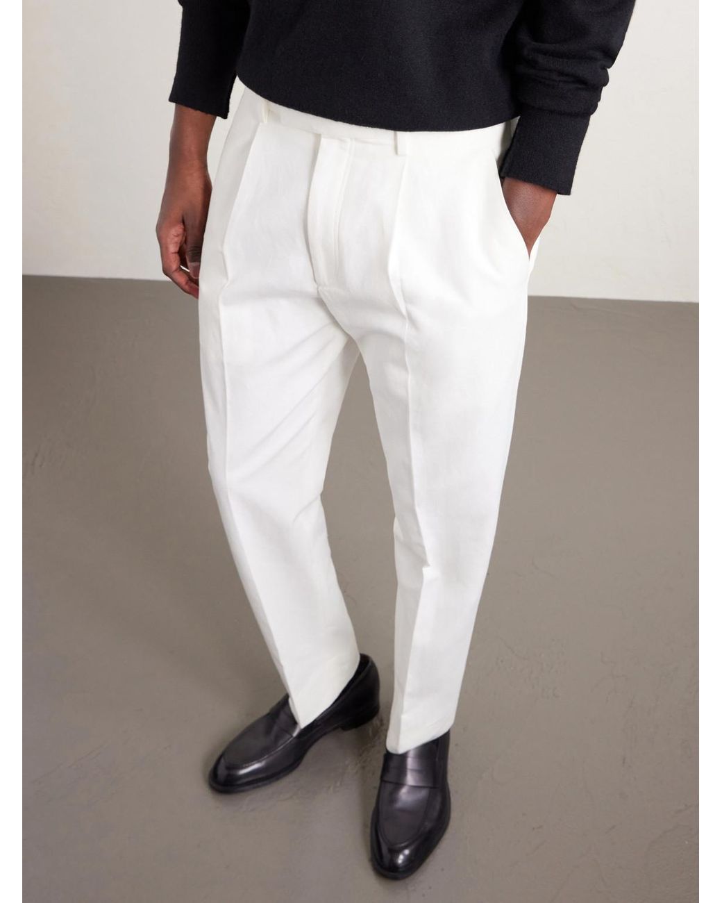 Zegna White Pleated Cotton And Linen-Blend Trousers for men