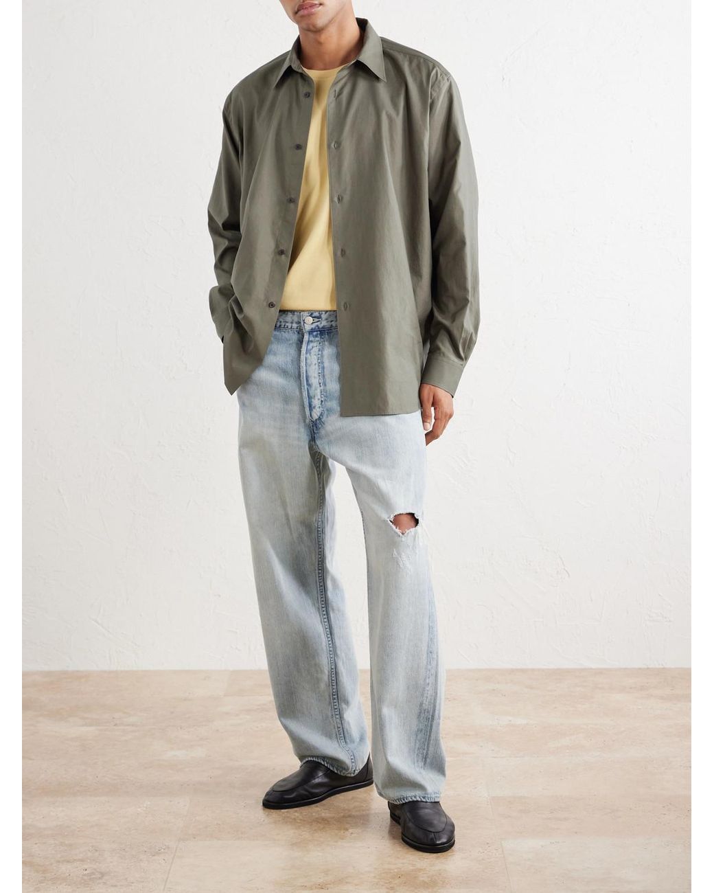 Auralee Gray Finx Cotton-Poplin Shirt for men
