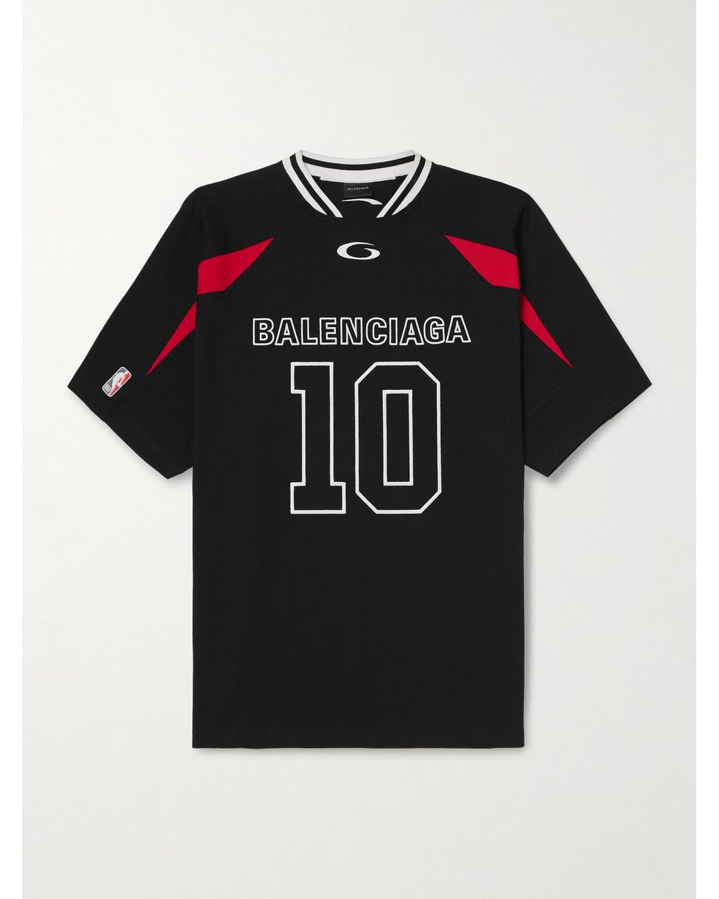 Balenciaga Black Nba Oversized Logo-embroidered Cotton-jersey T-shirt for men