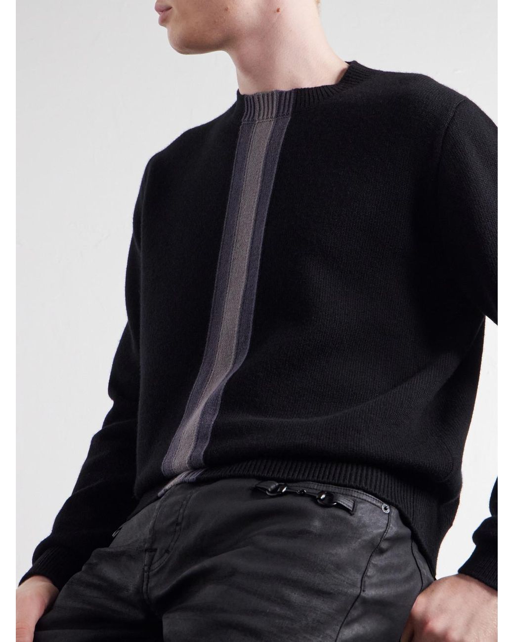 Gucci Blue Web-Intarsia Wool Sweater for men