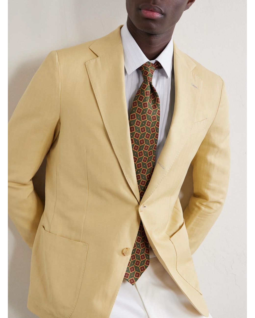 De Petrillo Natural Linen And Cotton-Blend Blazer for men