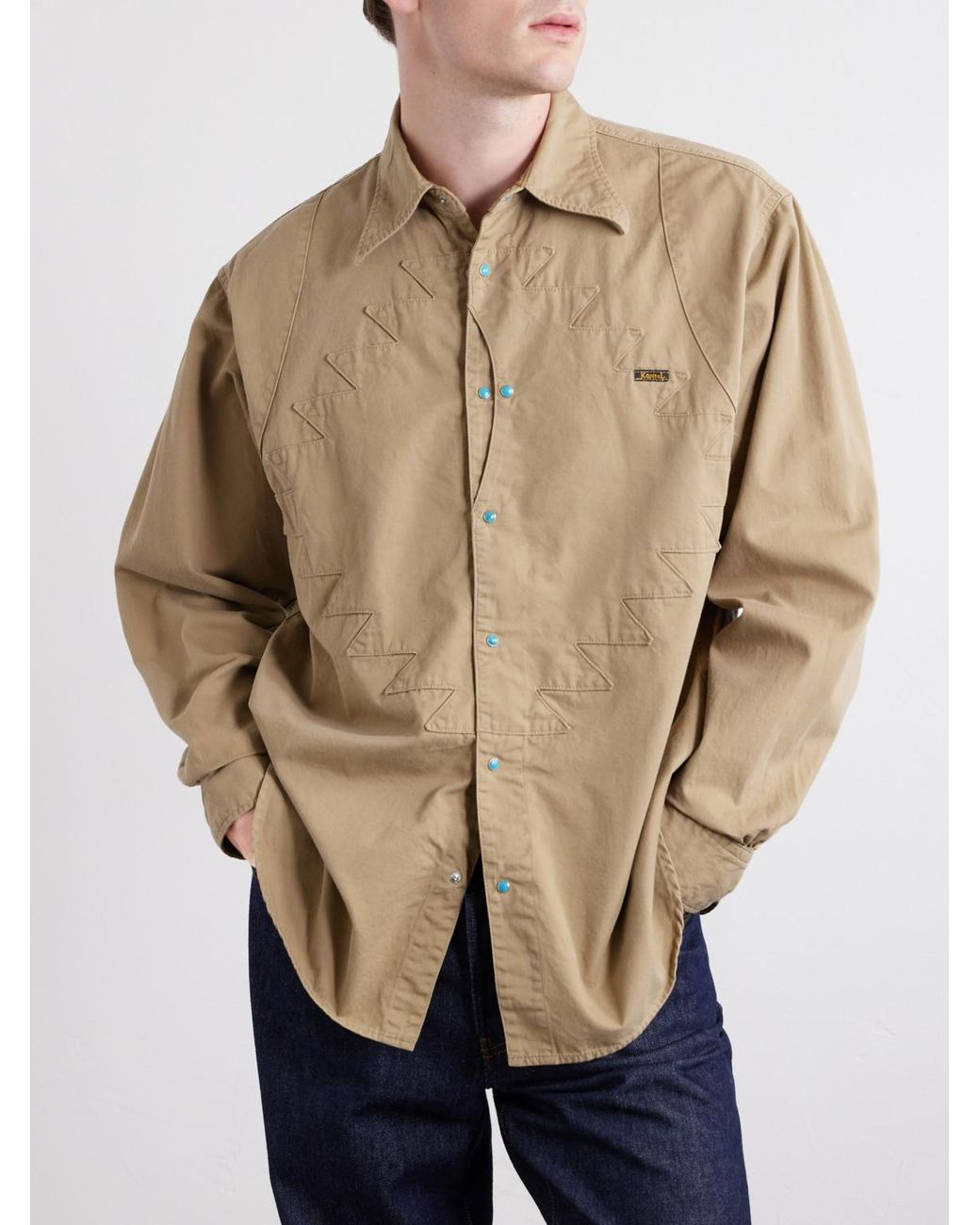 Kapital Natural Thunderbird Panelled Cotton-twill Shirt for men