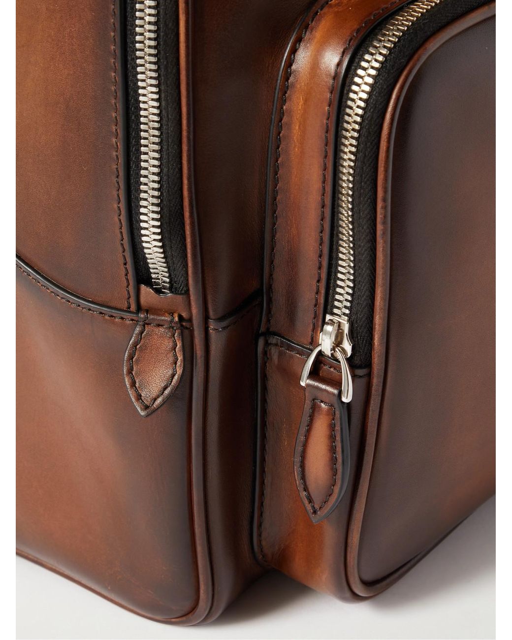 Berluti Brown Time Off Scritto Venezia Leather Backpack for men