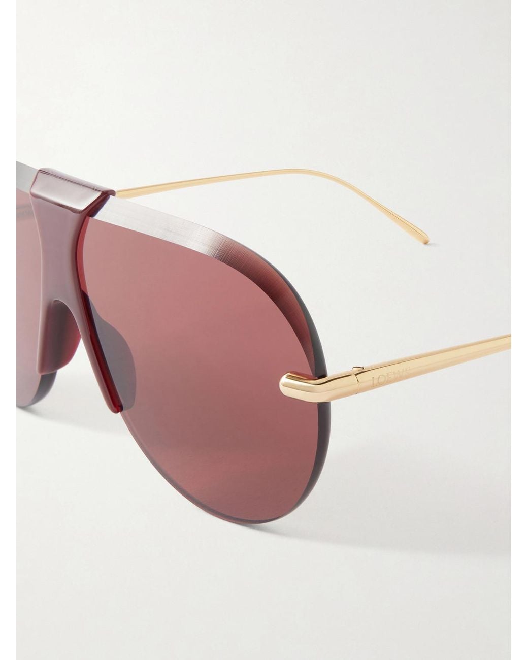Loewe Pink Rimless Aviator-Style-Tone Metal Sunglasses for men