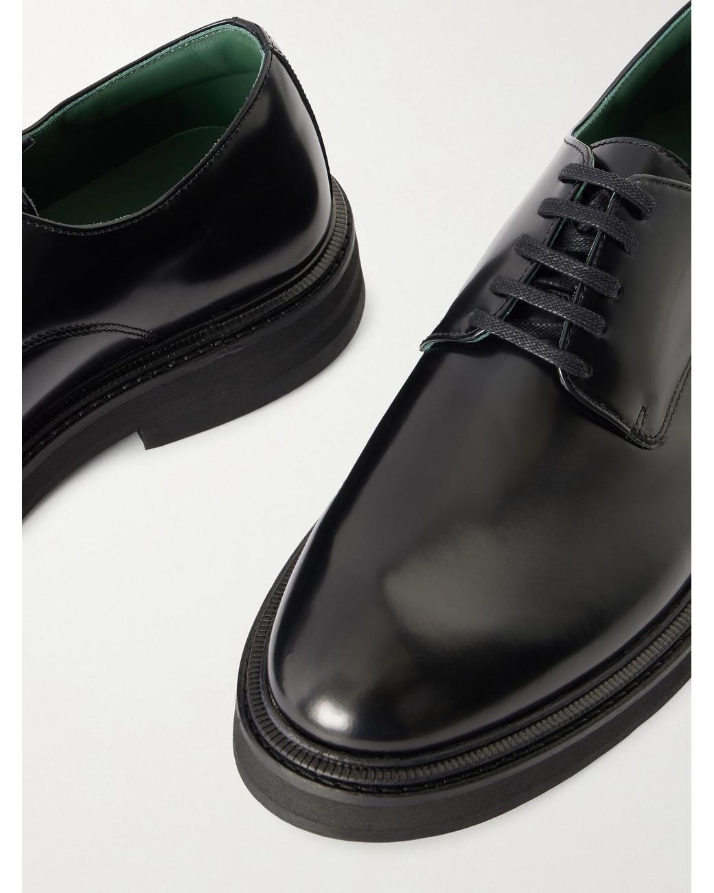 VINNY'S Black Officer Polished-leather Derby Shoes for men