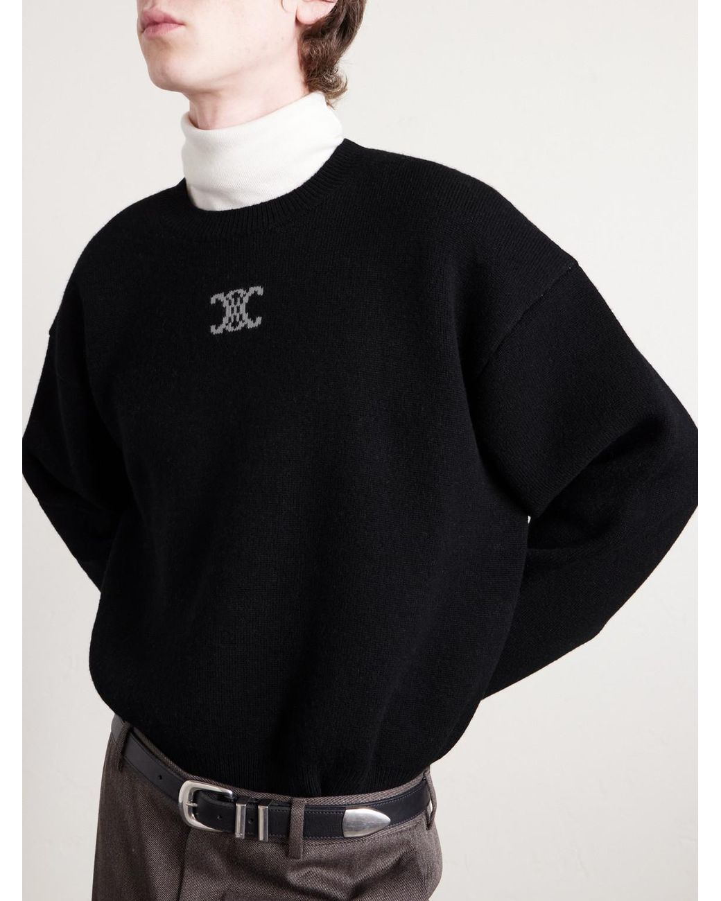Cashmere-Blend Sweater di Céline in Black da Uomo
