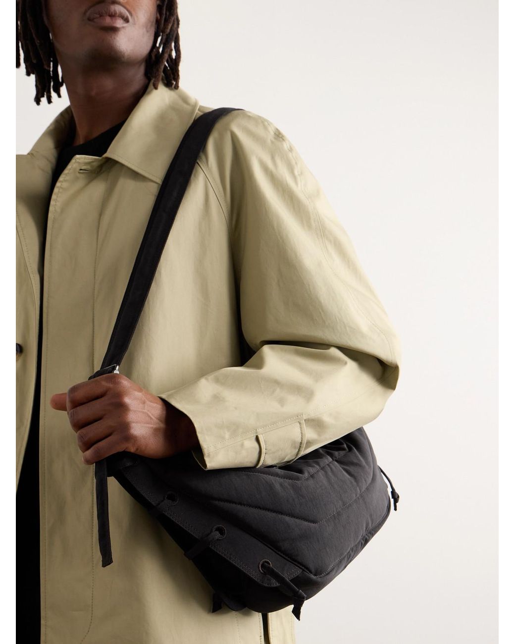 Lemaire Black Soft Game Small Nylon-Canvas Messenger Bag for men