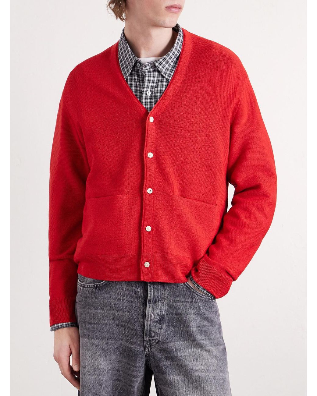 Visvim Red Selmer Wool Cardigan for men