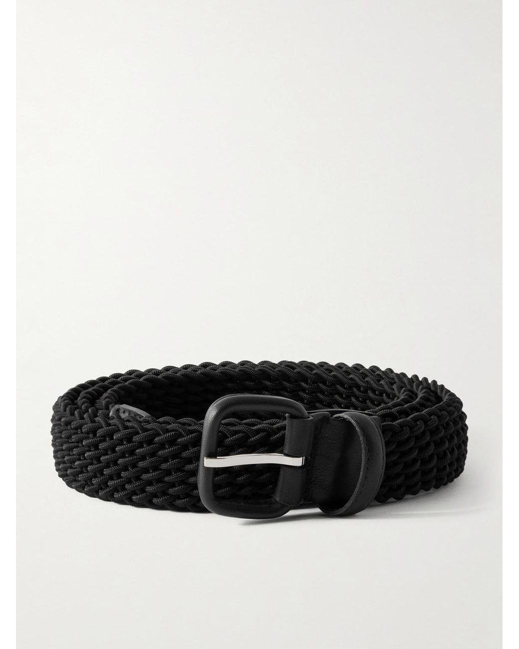 2.7Cm Leather-Trimmed Woven Cord Belt di Charvet in Black da Uomo