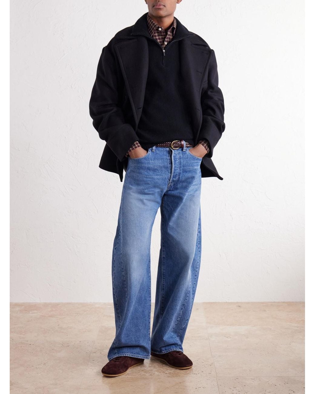 Altea Blue Half-Zip Virgin Wool Sweater for men