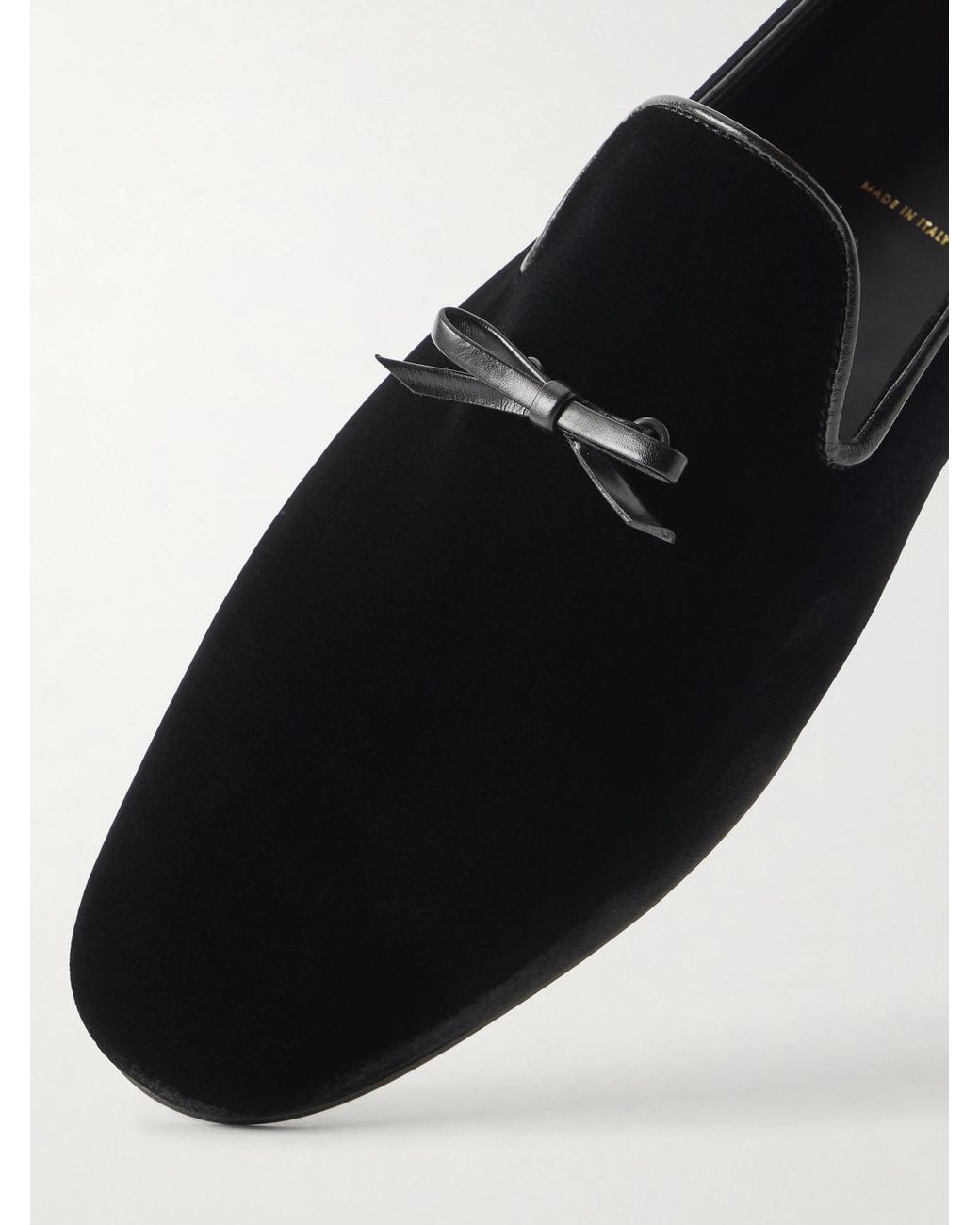 Tom Ford Black Scott Bow-Detailed Velvet Loafers for men
