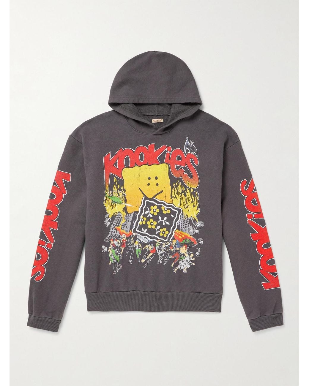 Kapital Gray Buster Peckish Rainbowy Printed Cotton-Jersey Hoodie for men