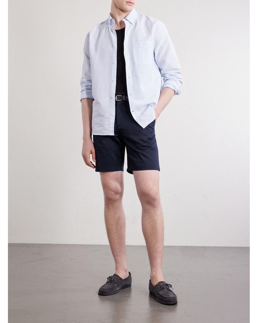 Mr P. Blue Cotton-Canvas Bermuda Shorts for men