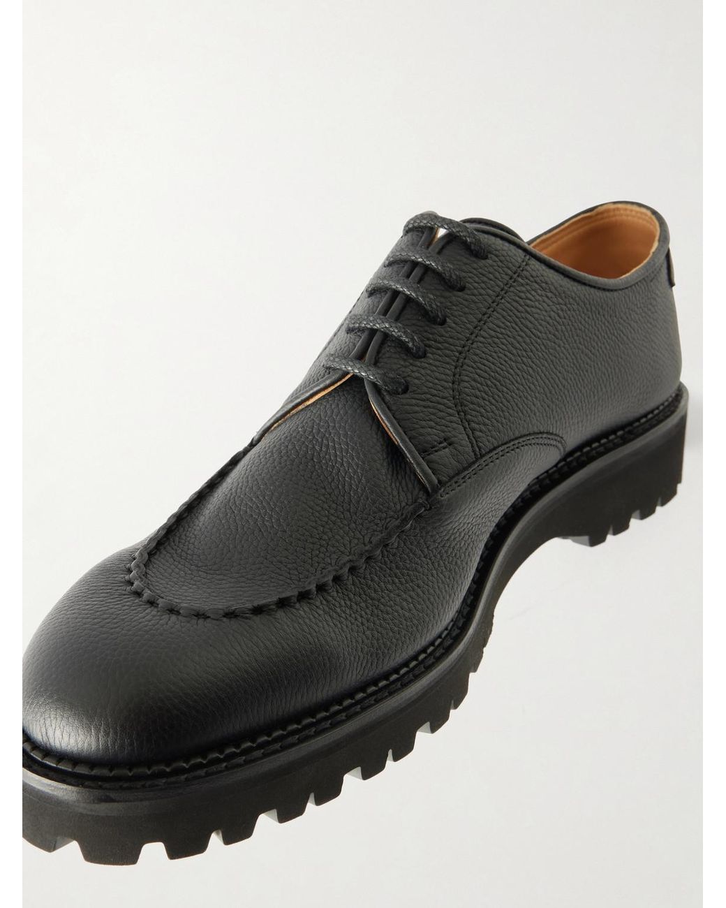 John Lobb Black Land Full-Grain Leather Derby Shoes for men