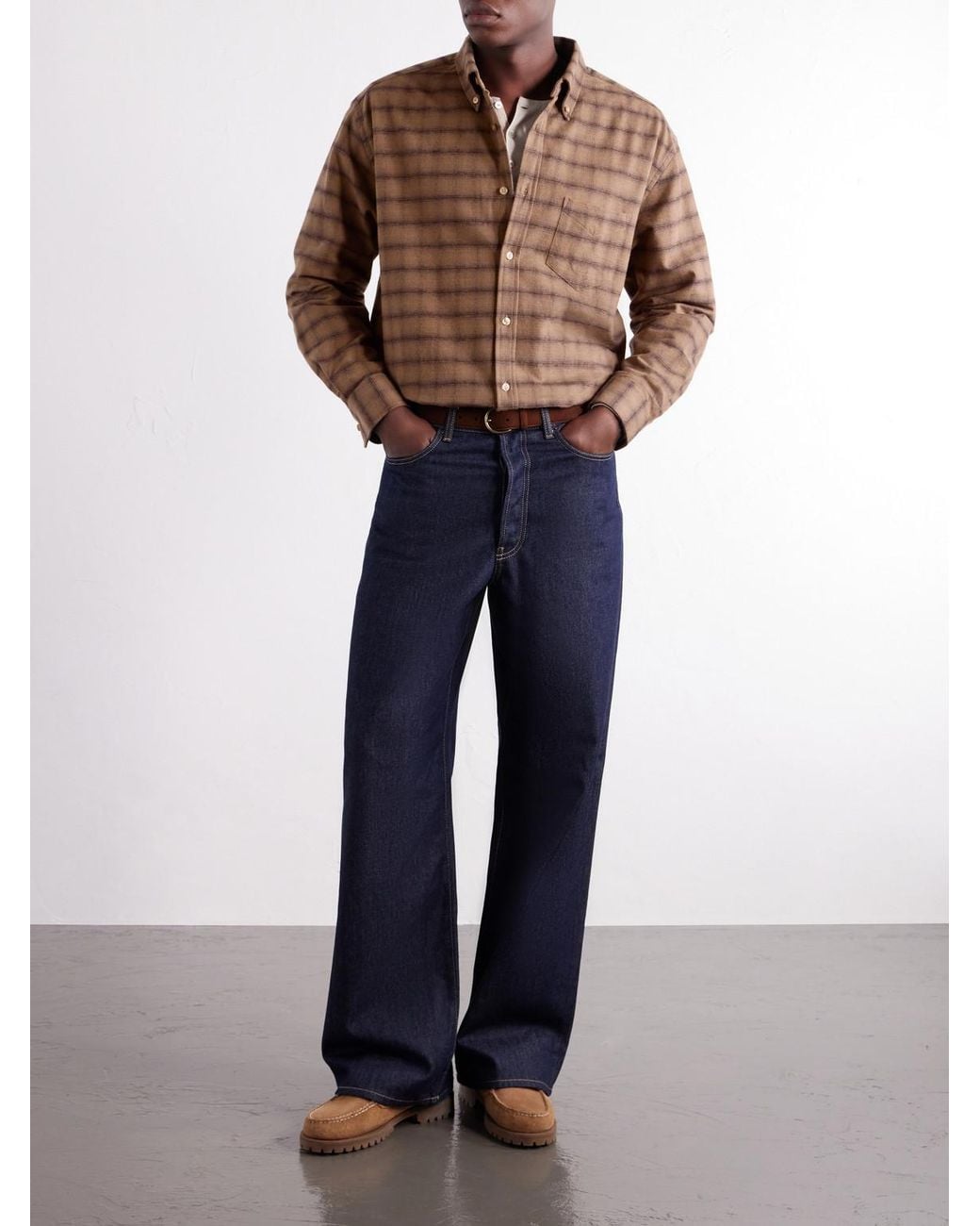 Portuguese Flannel Brown Camila Oversized Checked Cotton-Flannel Shirt for men