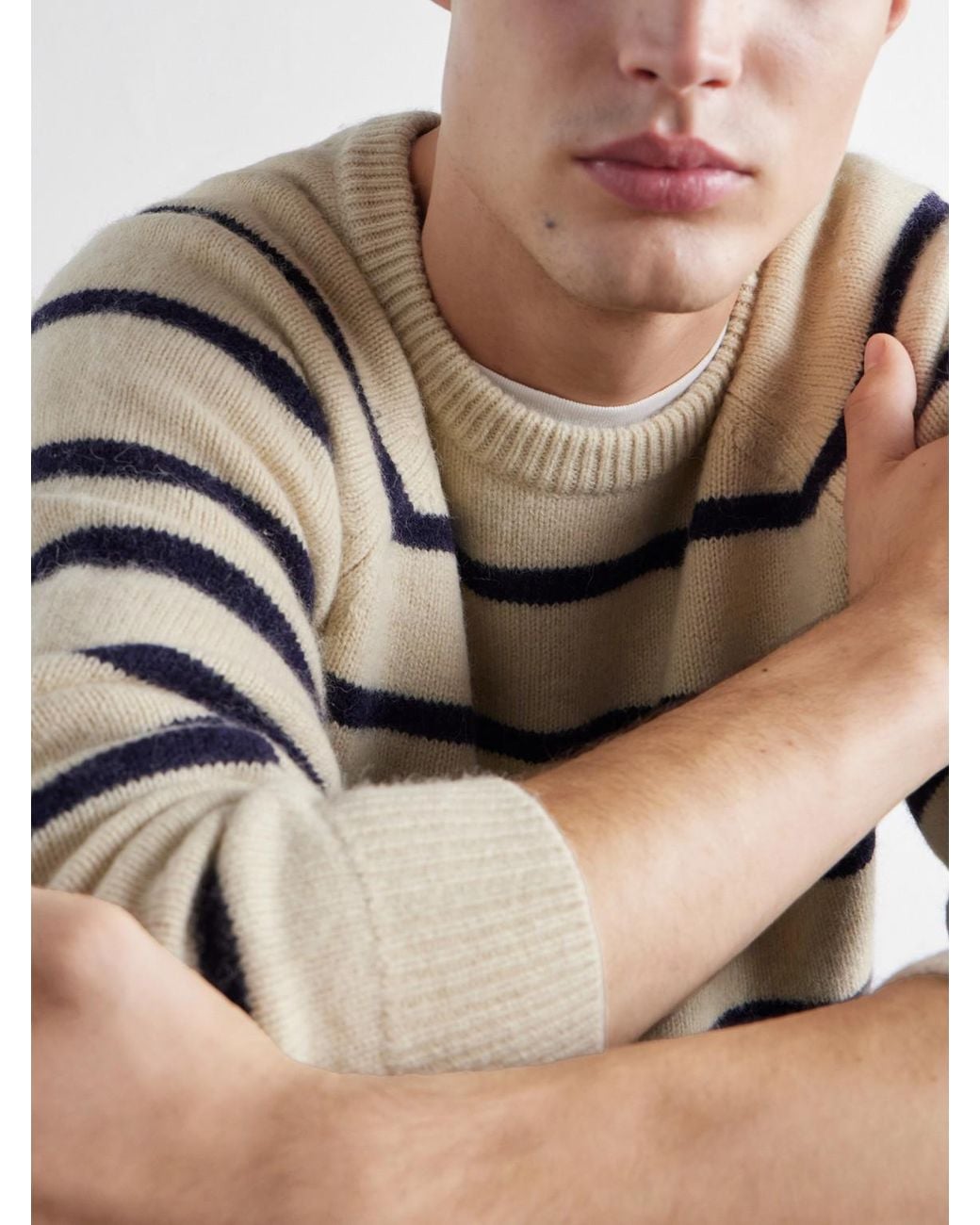 Totême Natural Striped Alpaca And Cashmere-Blend Sweater for men