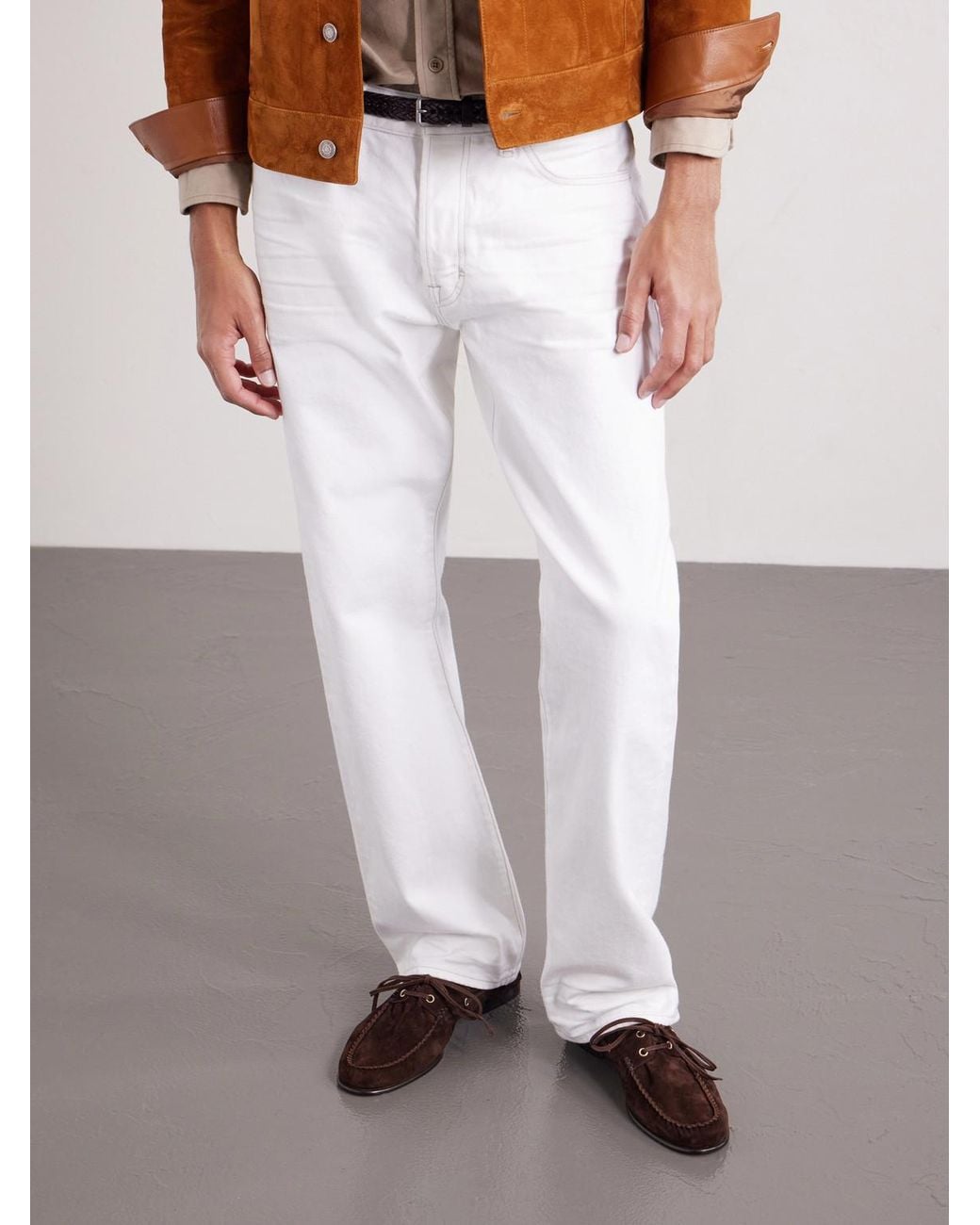 Tom Ford White Theo Suede Boat Shoes for men