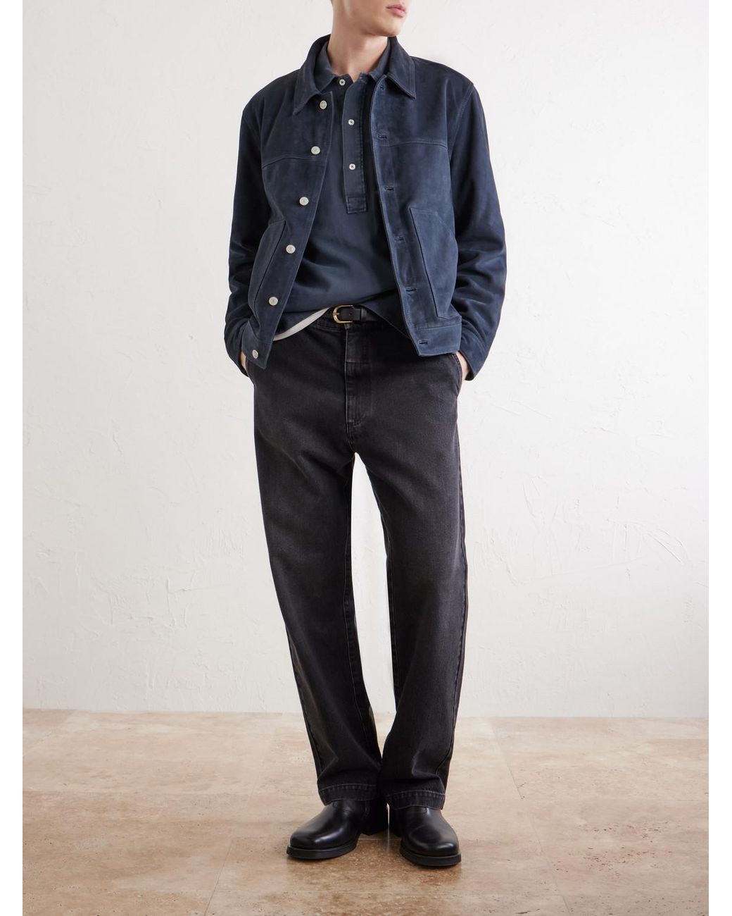 Officine Generale Blue Jordy Cotton-Twill Polo Shirt for men
