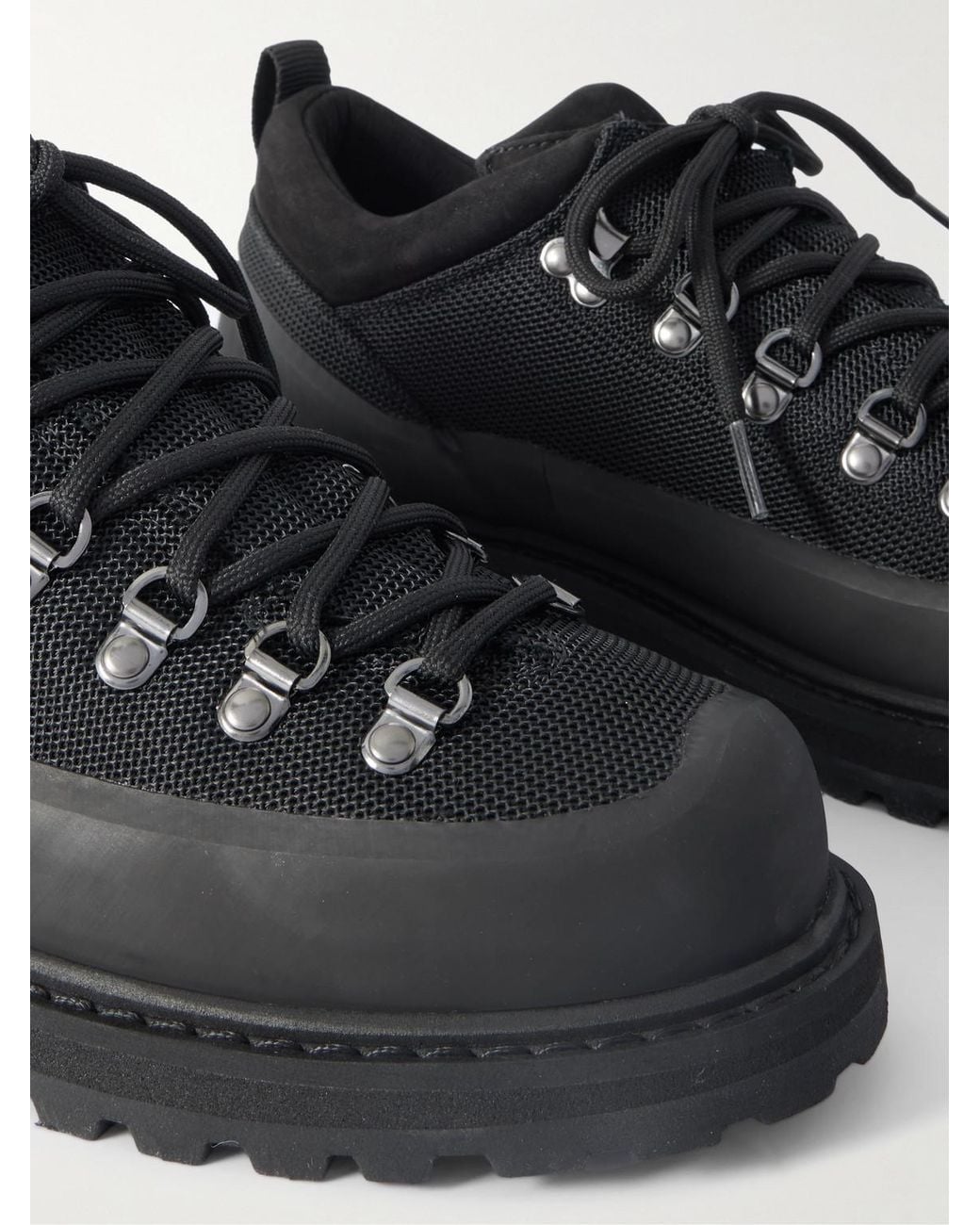 Diemme Black Roccia Basso Sport Rubber And Suede-Trimmed Tech-Shell Hiking Boots for men