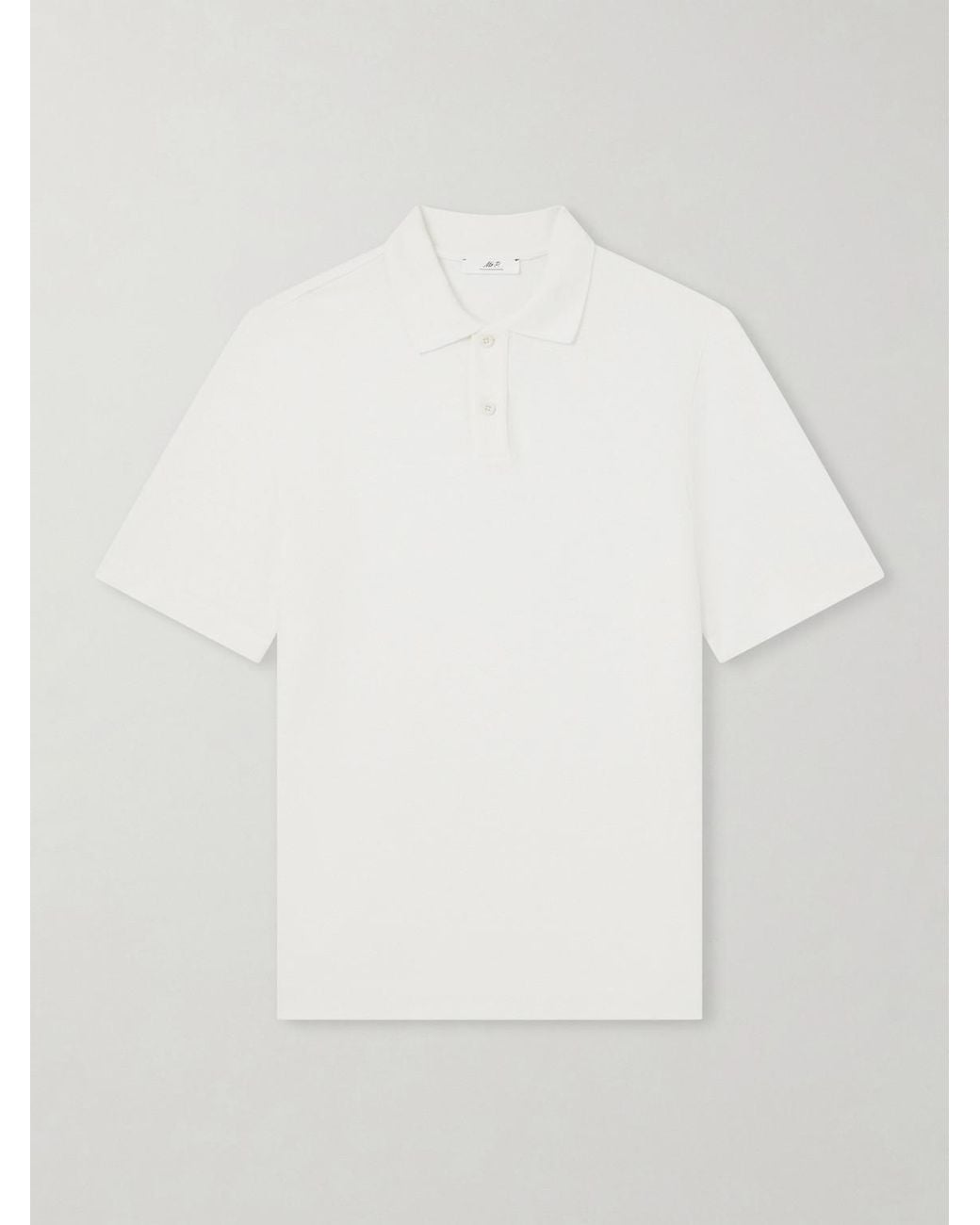 Mr P. White Organic Cotton And Linen-Blend Piqué Polo Shirt for men