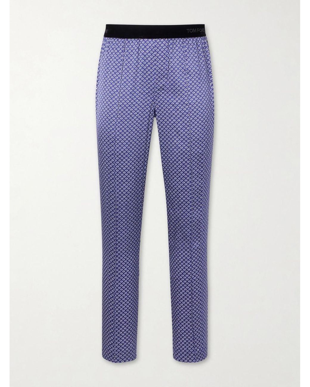 Tom Ford Blue Printed Silk-blend Satin Pyjama Trousers for men