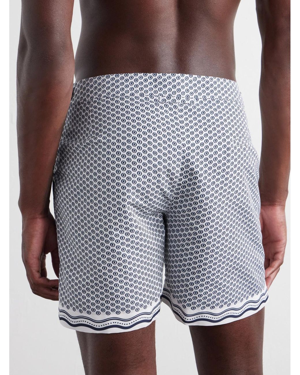Orlebar Brown Blue Bulldog Passetto Straight-Leg Mid-Length Printed Swim Shorts for men