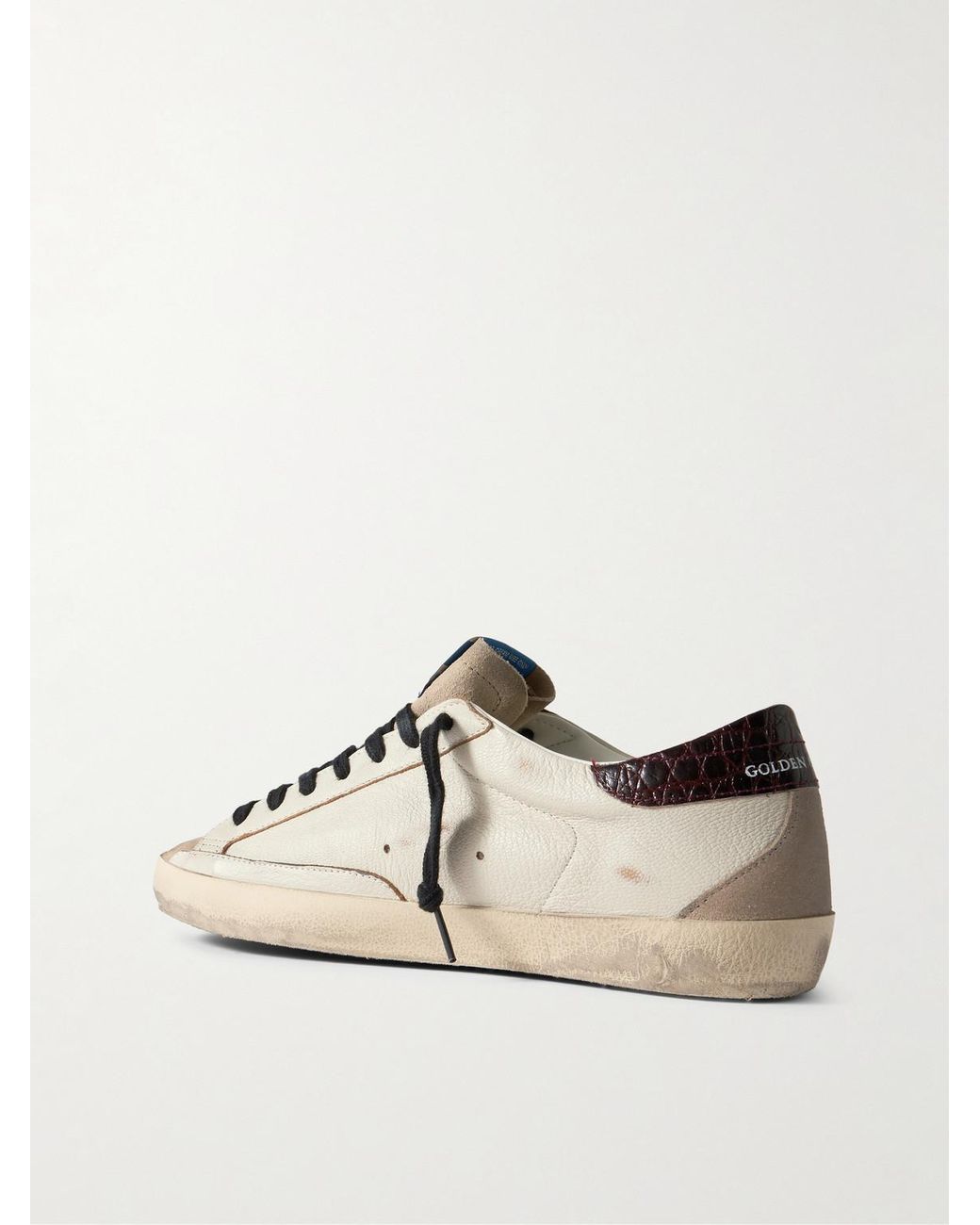Golden Goose Deluxe Brand Natural Super-Star Distressed Croc-Effect And Suede-Trimmed Leather Sneakers for men