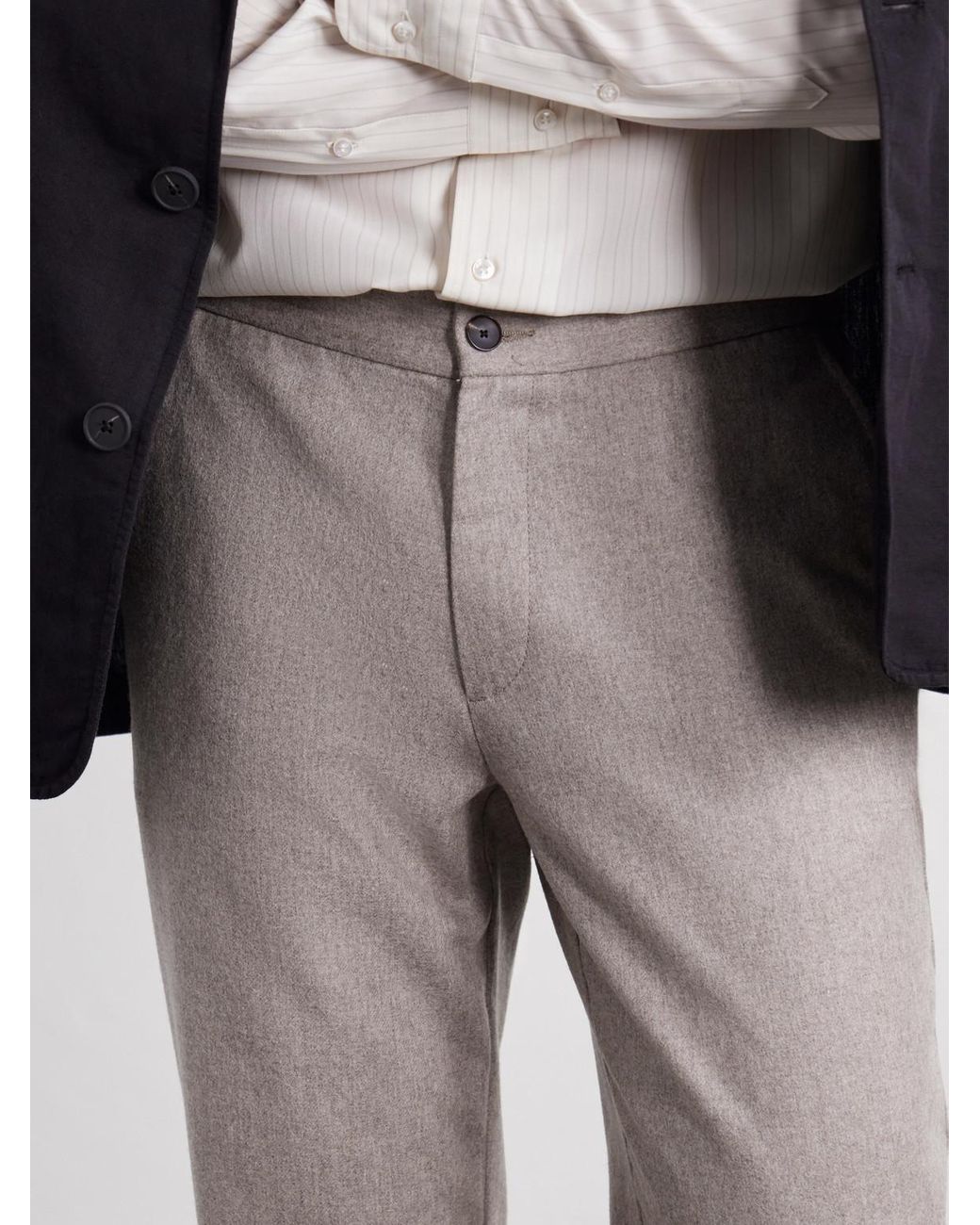 Mr P. Gray Straight-Leg Wool-Blend Flannel Trousers for men