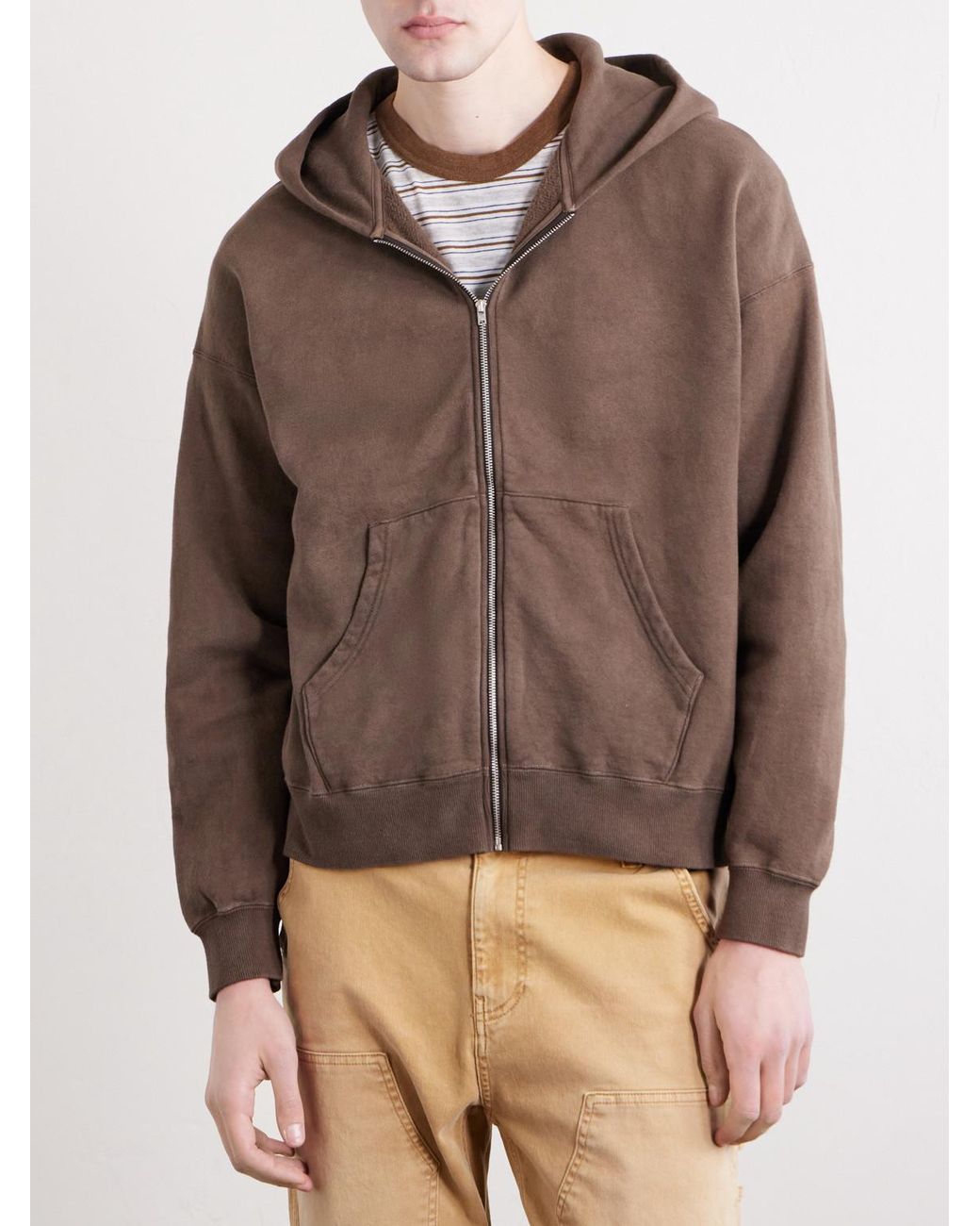 Visvim Brown Jumbo Cotton-jersey Zip-up Hoodie for men
