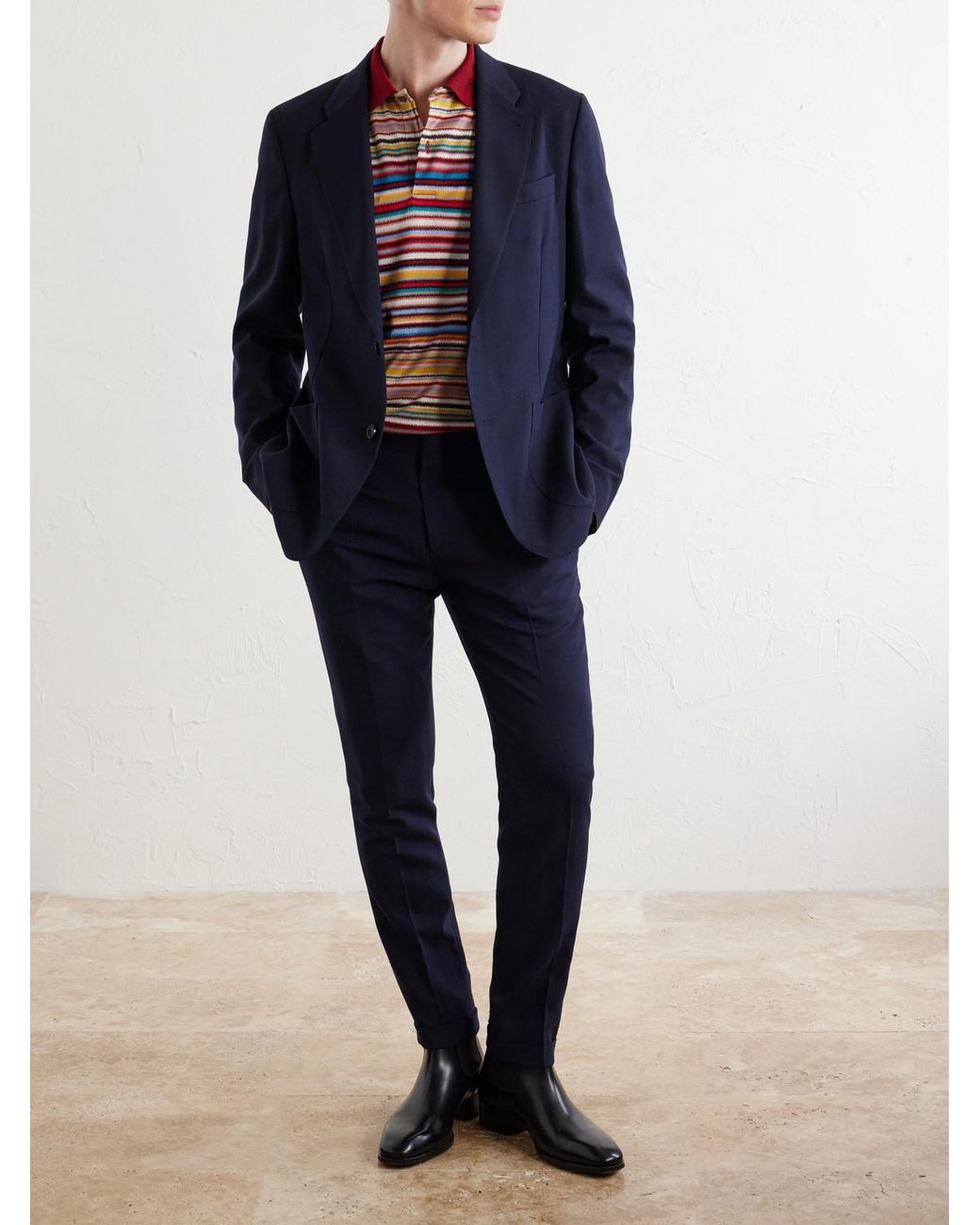 Paul Smith Blue Wool-hopsack Suit Jacket for men