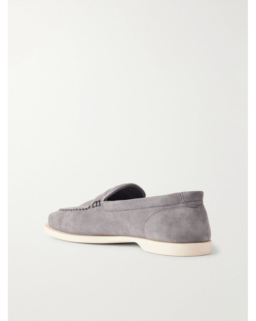 John Lobb Gray Pace Suede Loafers for men