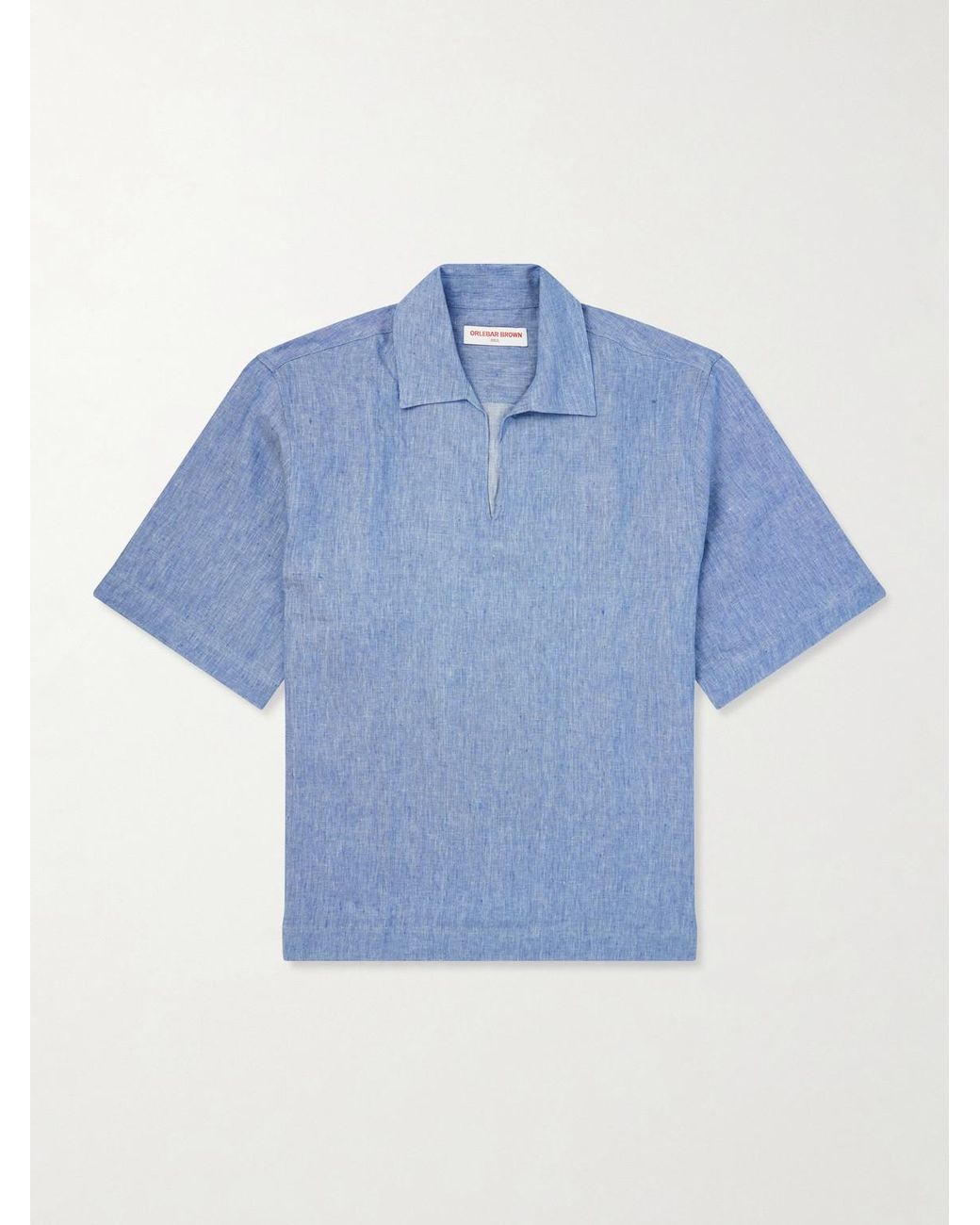 Orlebar Brown Blue Vincent Linen Polo Shirt for men