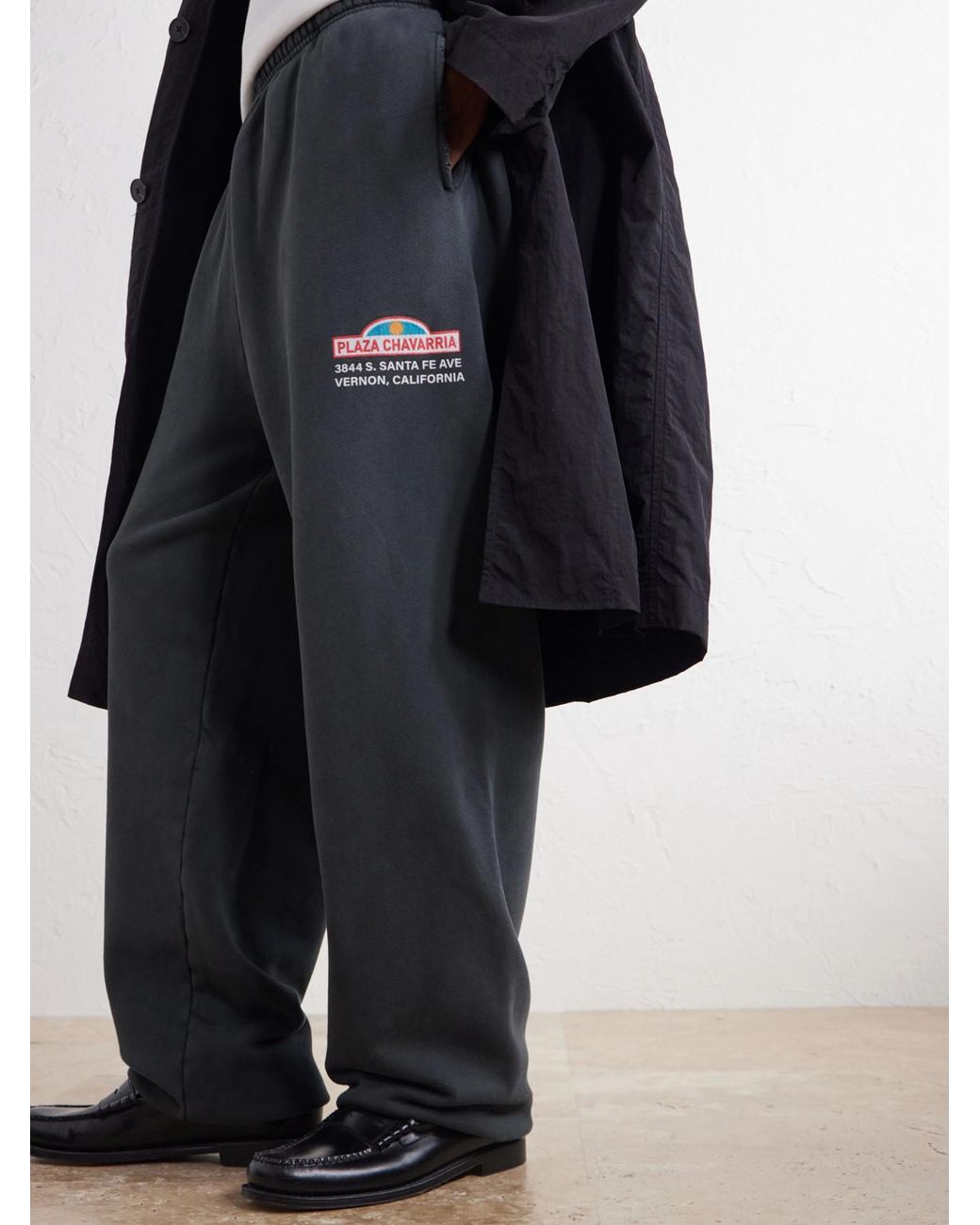 Willy Chavarria Gray Wide-Leg Printed Cotton-Jersey Sweatpants for men
