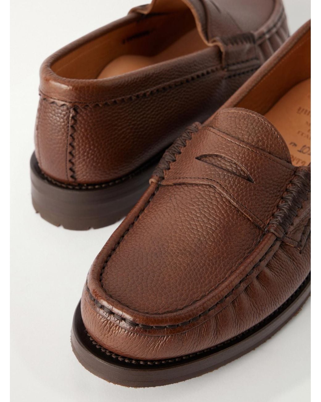 Yuketen Brown Rob's Full-Grain Leather Penny Loafers for men