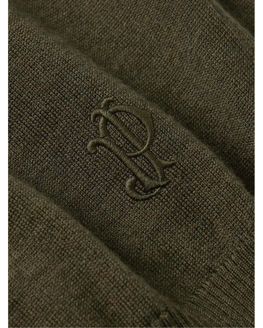 James Purdey & Sons Green Linton Logo-Embroidered Wool Half-Zip Sweater for men