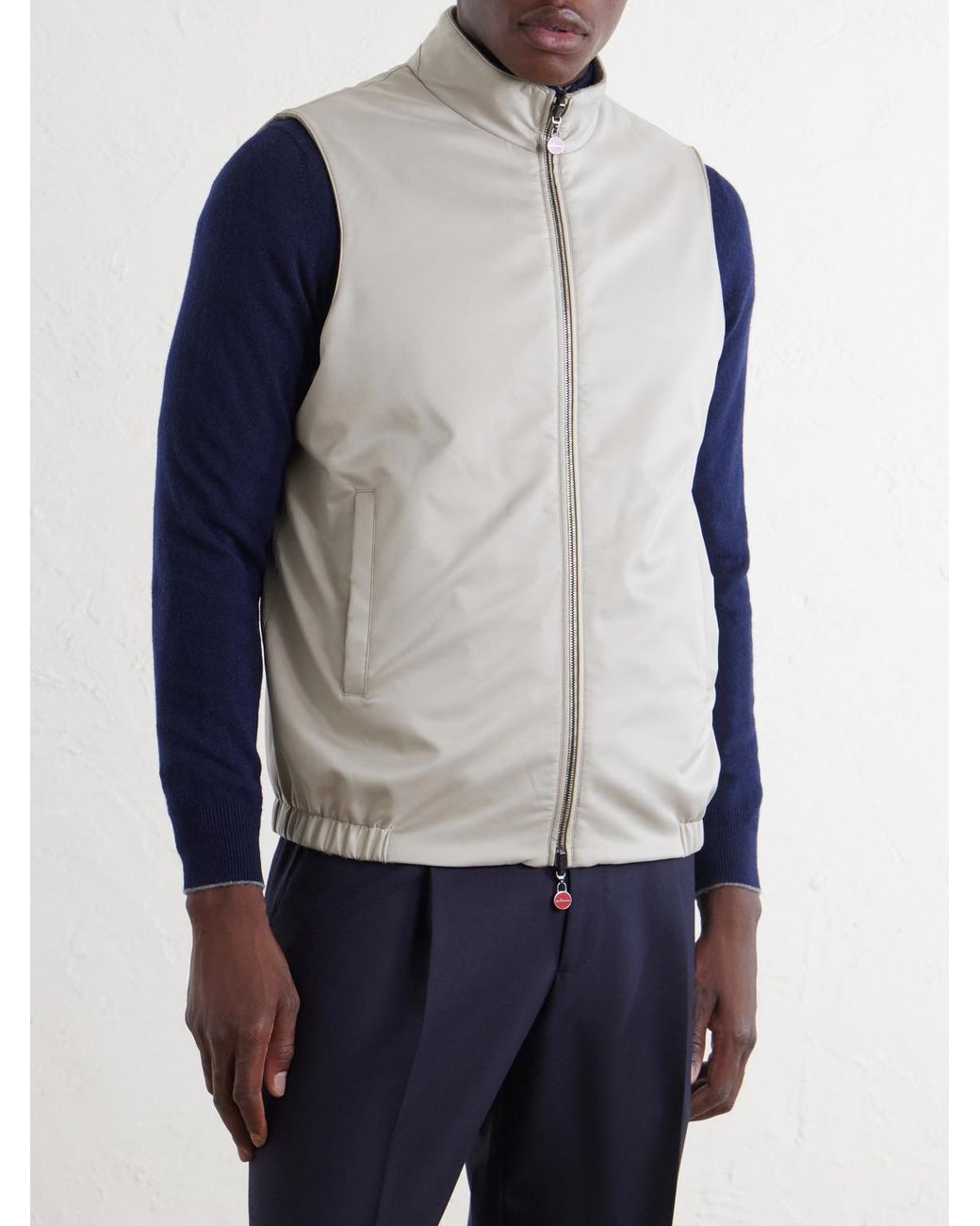 Kiton White Reversible Shell Gilet for men