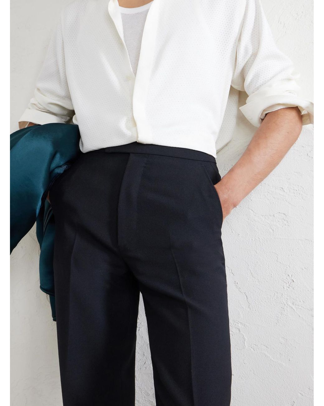 Tom Ford Blue Straight-Leg Wool Trousers for men