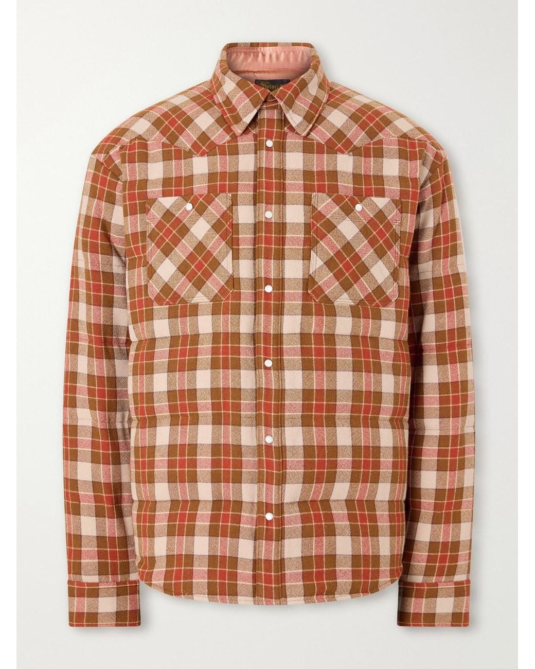 Visvim Brown Kerchief Checked Wool And Linen-Blend Down Jacket for men