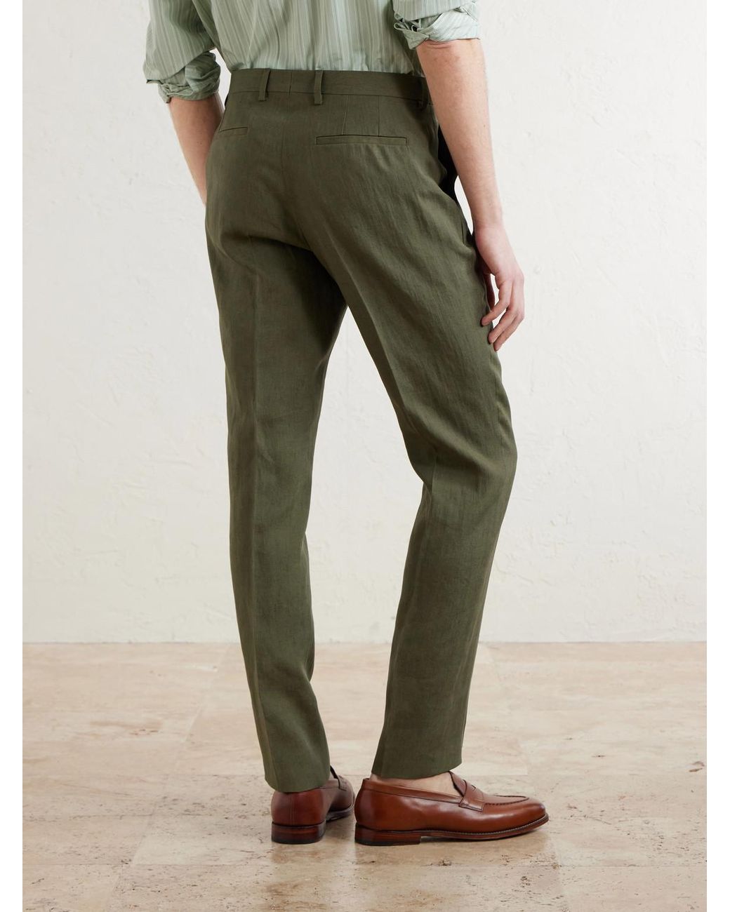 Paul Smith Green Slim-Fit Tapered Linen Suit Trousers for men